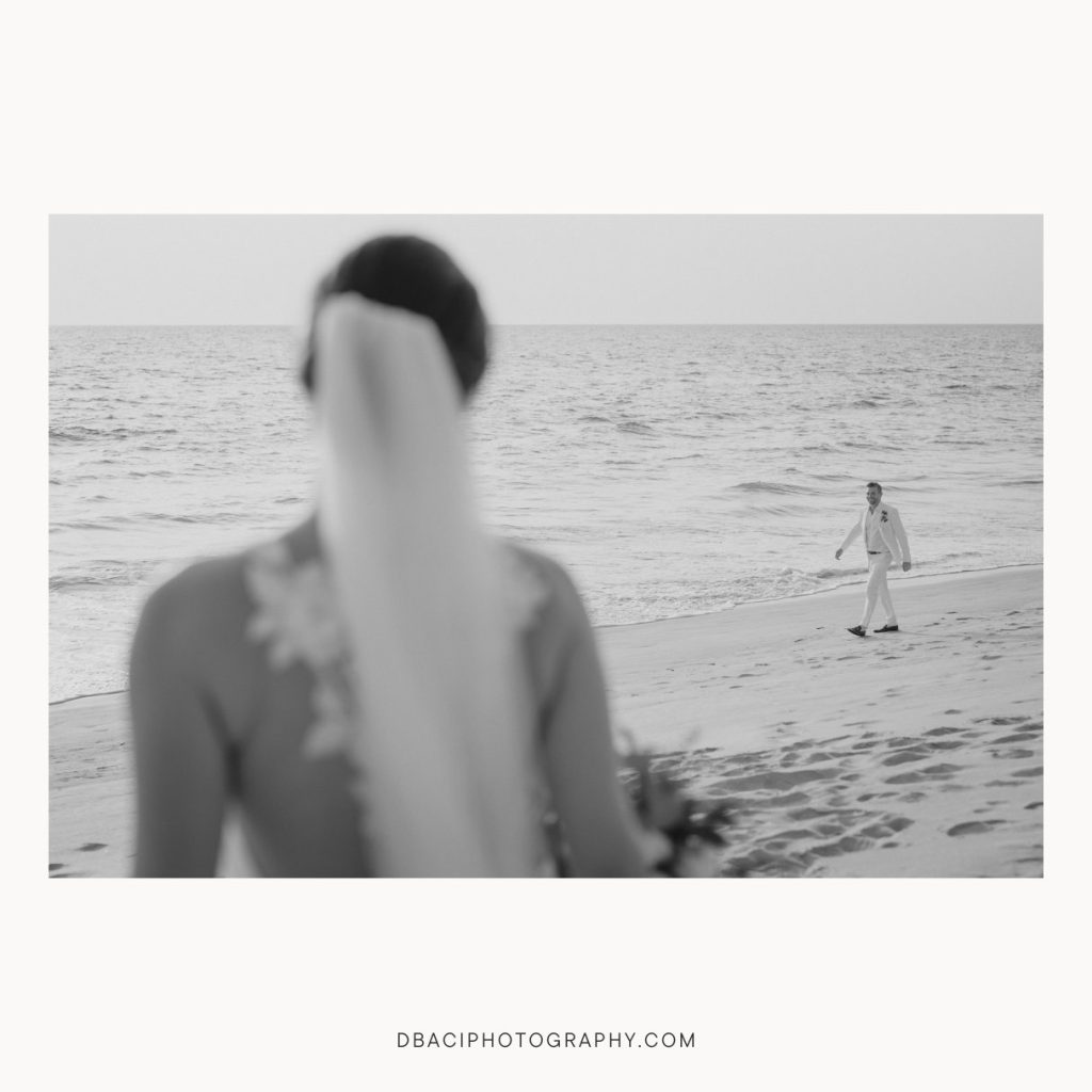 Cape cod wedding photographer daniel baci captures beach portraits of bride and groom.