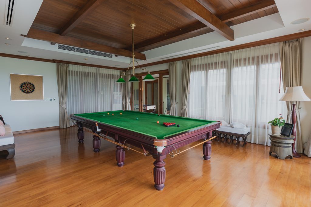 photo of game room at luxury house, by Cape Cod real estate photographer Daniel Baci