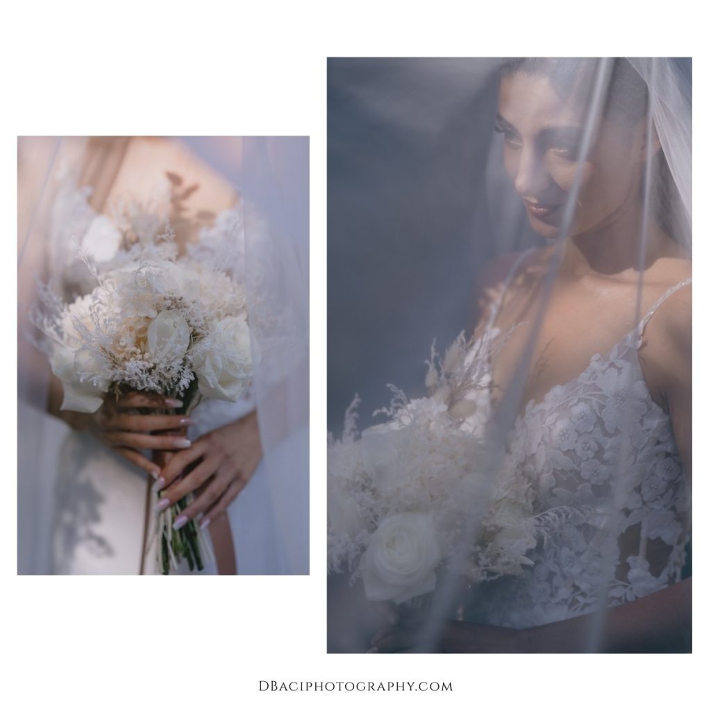 Bride with veil over her head for Cape Cod wedding photography session