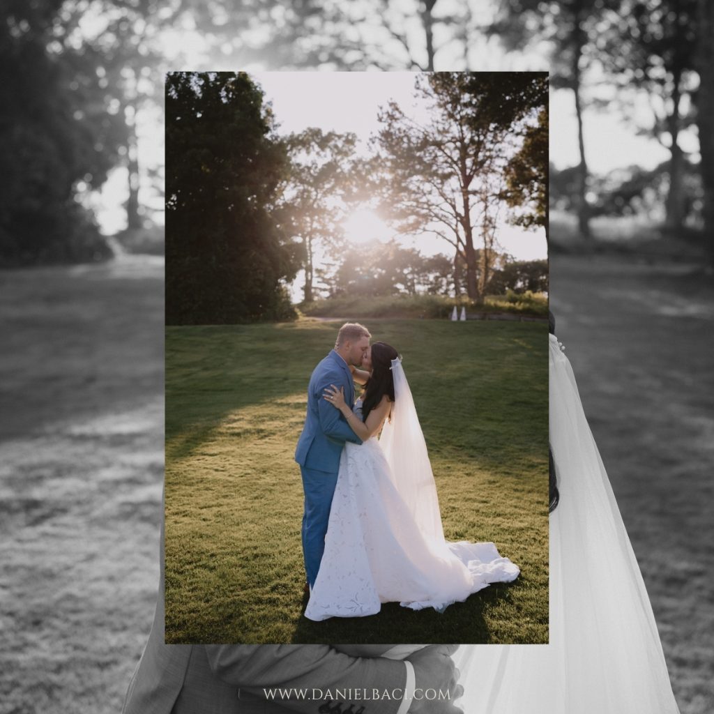 Portrait of bride and groom at Willowbend Country Club wedding in Cape Cod Massachusetts. Cape Cod wedding Photography by Daniel Baci