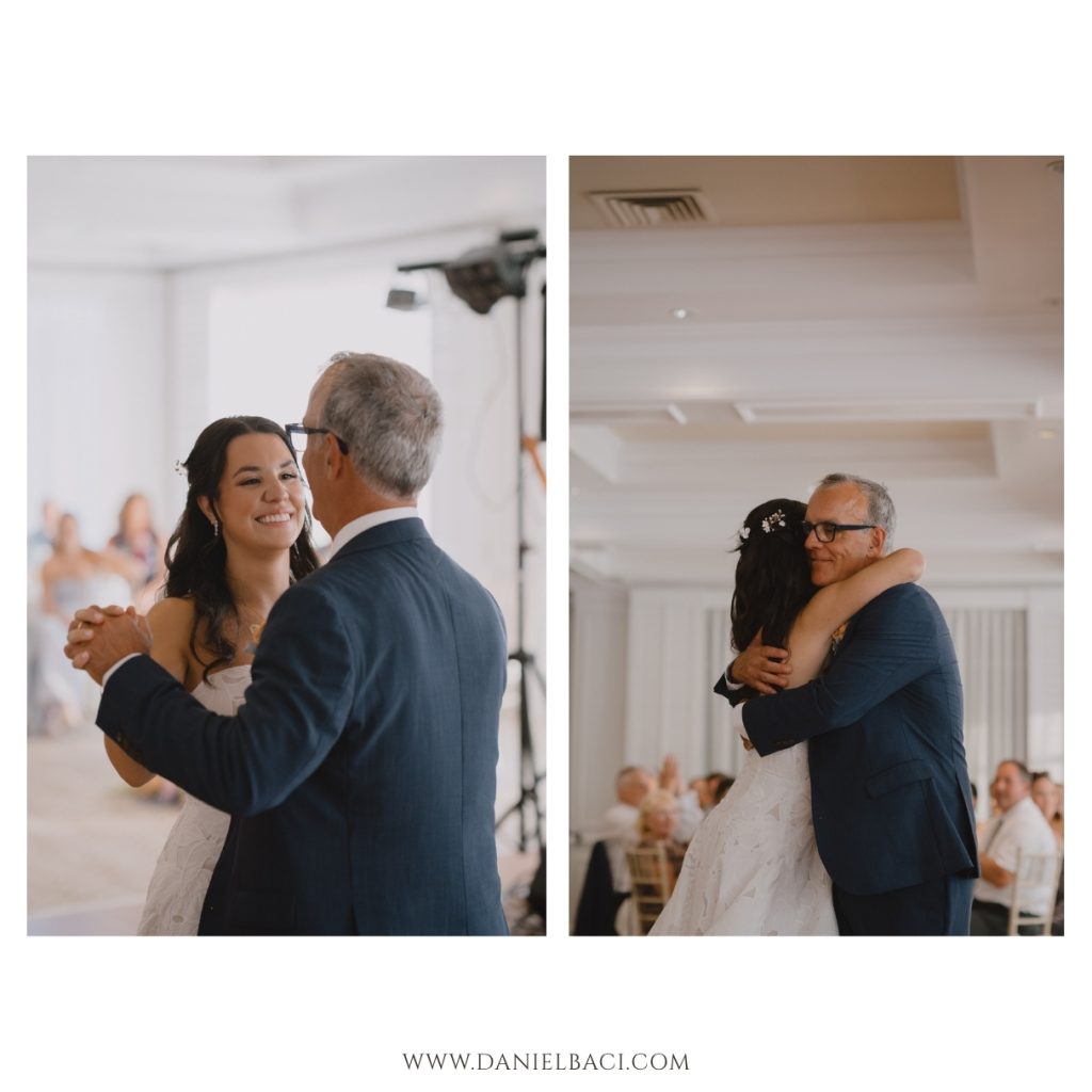 Father and daughter dance at wedding reception at the Willowbend.