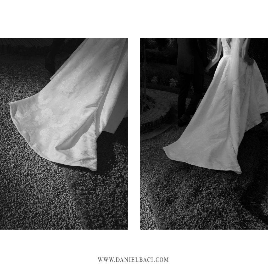 brides wedding dress in black & white