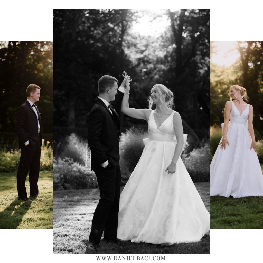 Wedding portrait of bride and groom at Glen Magna Farms.