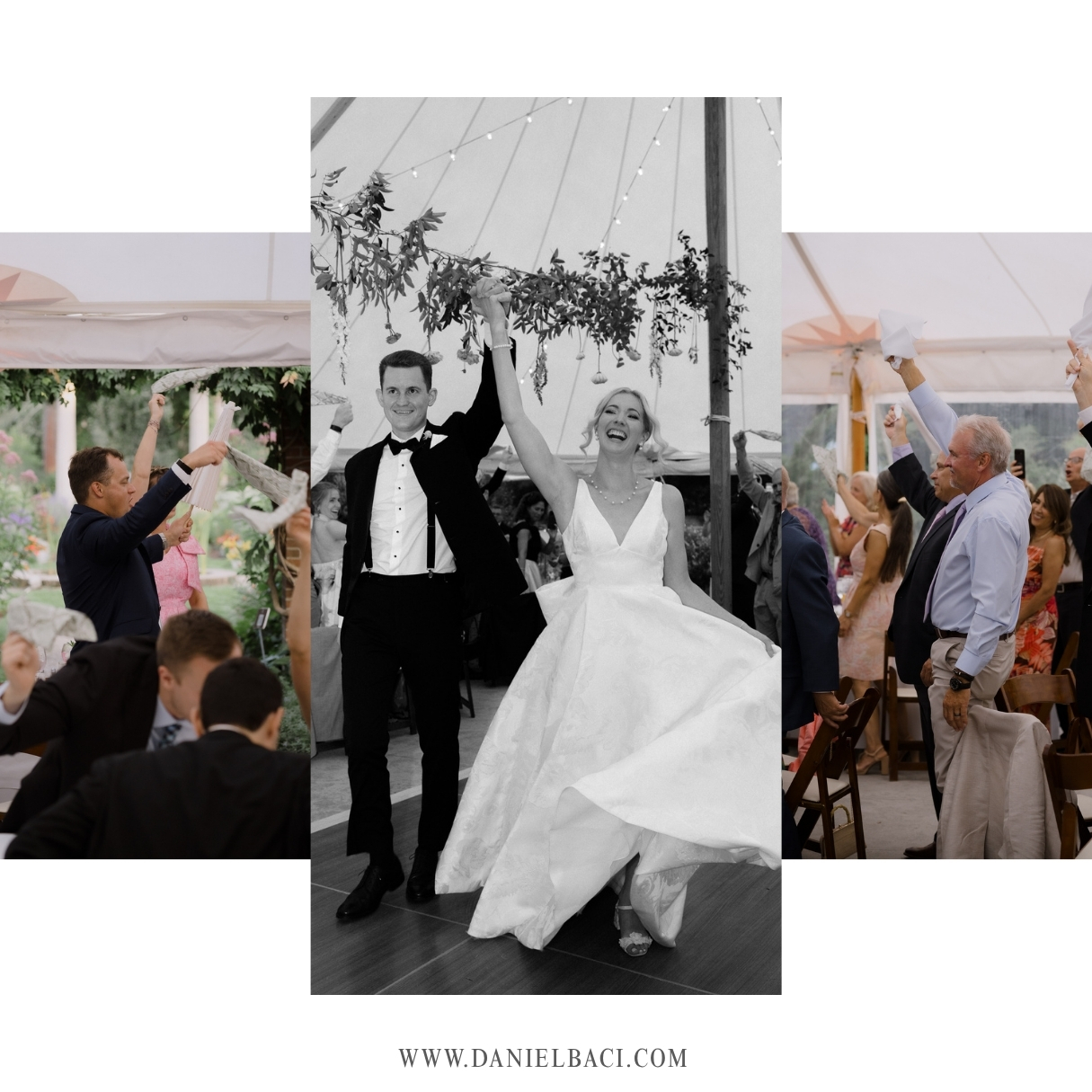Bride and groom make their wedding reception entrance at the best luxury wedding venue in the North Shore at Glen magna Farms in danvers, MA.