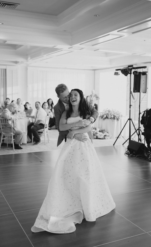 Bride and groom share their first dance at a Cape Cod wedding